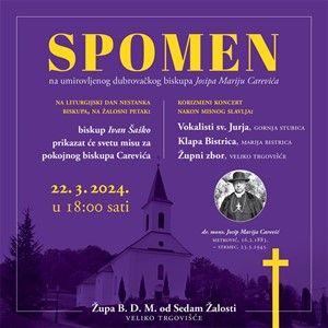 Spomen na umirovljenog dubrovačkog biskupa Josipa Mariju Carevića